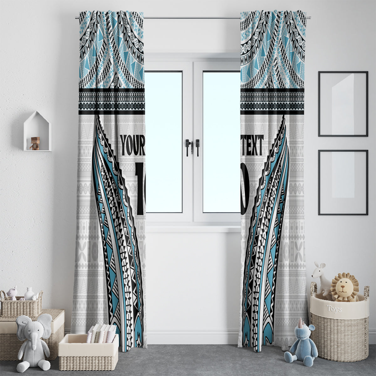 Custom Flying Fijians Rugby Window Curtain Tapa Tribal Cloth LT03 - Polynesian Pride