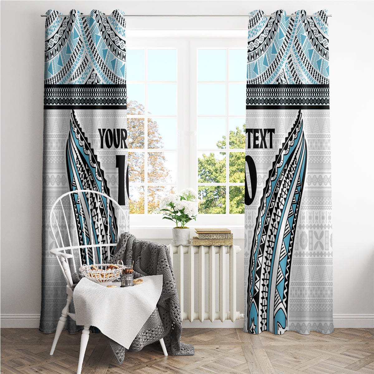 Custom Flying Fijians Rugby Window Curtain Tapa Tribal Cloth LT03 - Polynesian Pride