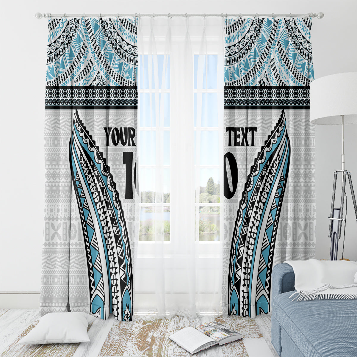 Custom Flying Fijians Rugby Window Curtain Tapa Tribal Cloth LT03 - Polynesian Pride
