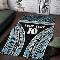 Custom Flying Fijians Rugby Area Rug Tapa Tribal Cloth Black Color LT03 Black - Polynesian Pride