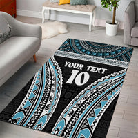 Custom Flying Fijians Rugby Area Rug Tapa Tribal Cloth Black Color LT03 - Polynesian Pride