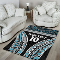 Custom Flying Fijians Rugby Area Rug Tapa Tribal Cloth Black Color LT03 - Polynesian Pride