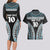 Custom Flying Fijians Rugby Couples Matching Long Sleeve Bodycon Dress and Hawaiian Shirt Tapa Tribal Cloth Black Color LT03 - Polynesian Pride