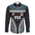 Custom Flying Fijians Rugby Family Matching Long Sleeve Bodycon Dress and Hawaiian Shirt Tapa Tribal Cloth Black Color LT03 Dad's Shirt - Long Sleeve Black - Polynesian Pride