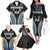 Custom Flying Fijians Rugby Family Matching Off The Shoulder Long Sleeve Dress and Hawaiian Shirt Tapa Tribal Cloth Black Color LT03 - Polynesian Pride