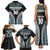 Custom Flying Fijians Rugby Family Matching Tank Maxi Dress and Hawaiian Shirt Tapa Tribal Cloth Black Color LT03 - Polynesian Pride