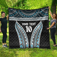 Custom Flying Fijians Rugby Quilt Tapa Tribal Cloth Black Color LT03 - Polynesian Pride
