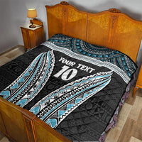 Custom Flying Fijians Rugby Quilt Tapa Tribal Cloth Black Color LT03 - Polynesian Pride