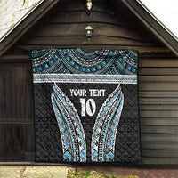 Custom Flying Fijians Rugby Quilt Tapa Tribal Cloth Black Color LT03 - Polynesian Pride