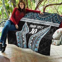 Custom Flying Fijians Rugby Quilt Tapa Tribal Cloth Black Color LT03 - Polynesian Pride