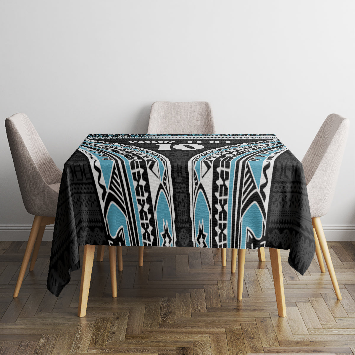 Custom Flying Fijians Rugby Tablecloth Tapa Tribal Cloth Black Color LT03 - Polynesian Pride