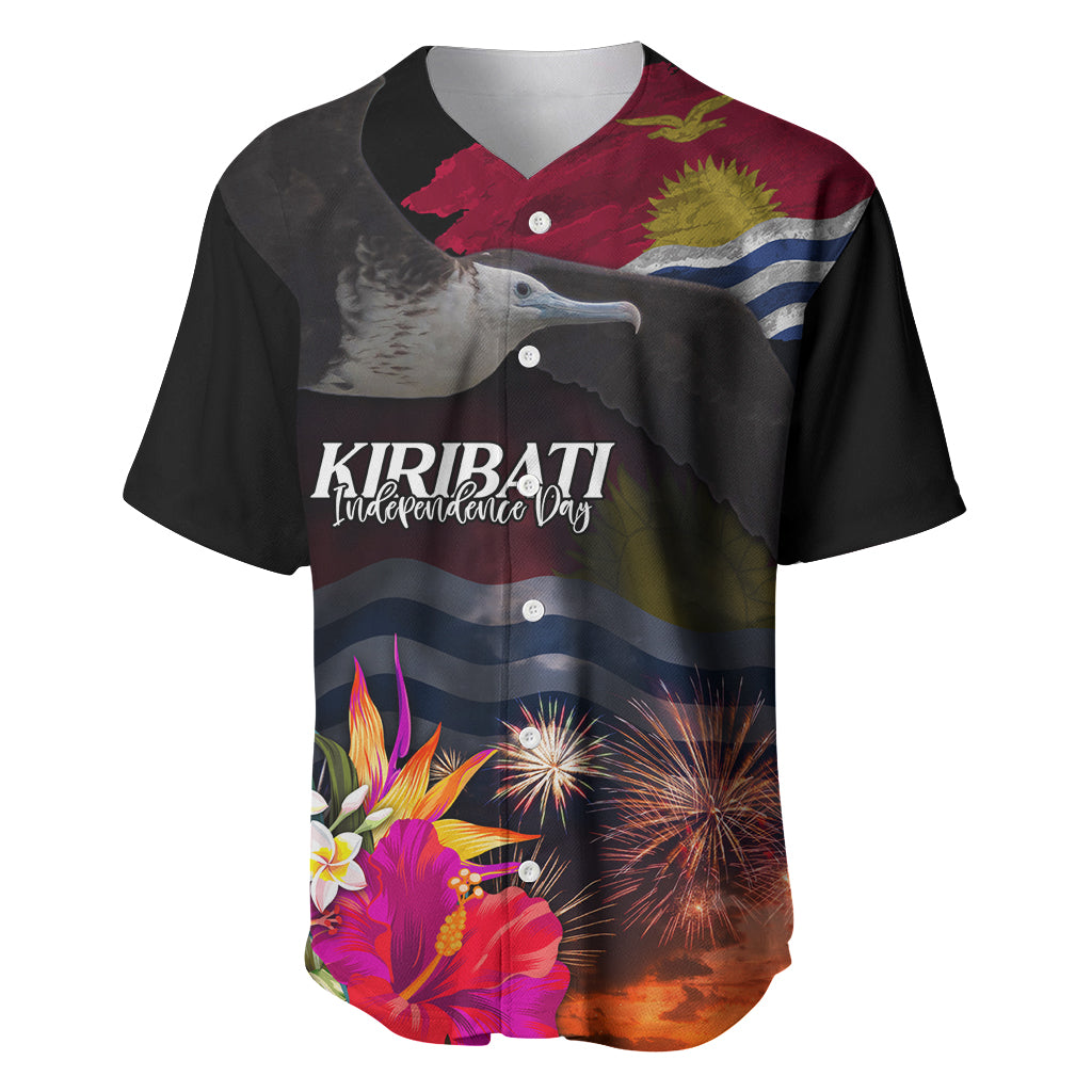 Kiribati Independence Day Baseball Jersey Frigatebird and Plumeria Hibiscus Flower