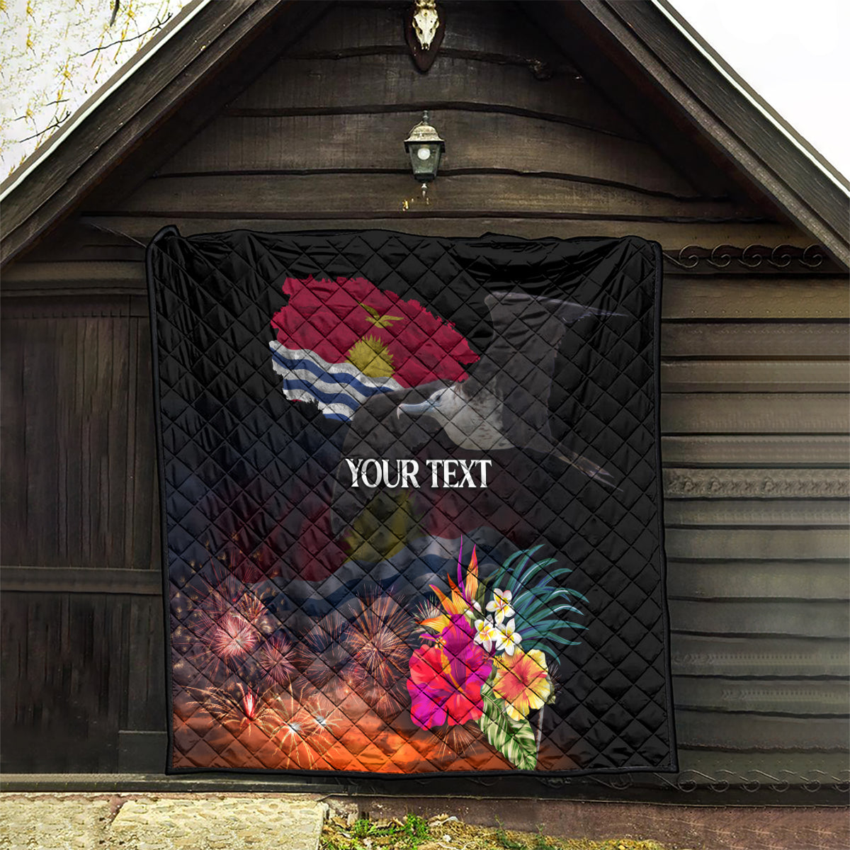 Personalised Kiribati Independence Day Quilt Frigatebird and Plumeria Hibiscus Flower LT03 - Polynesian Pride