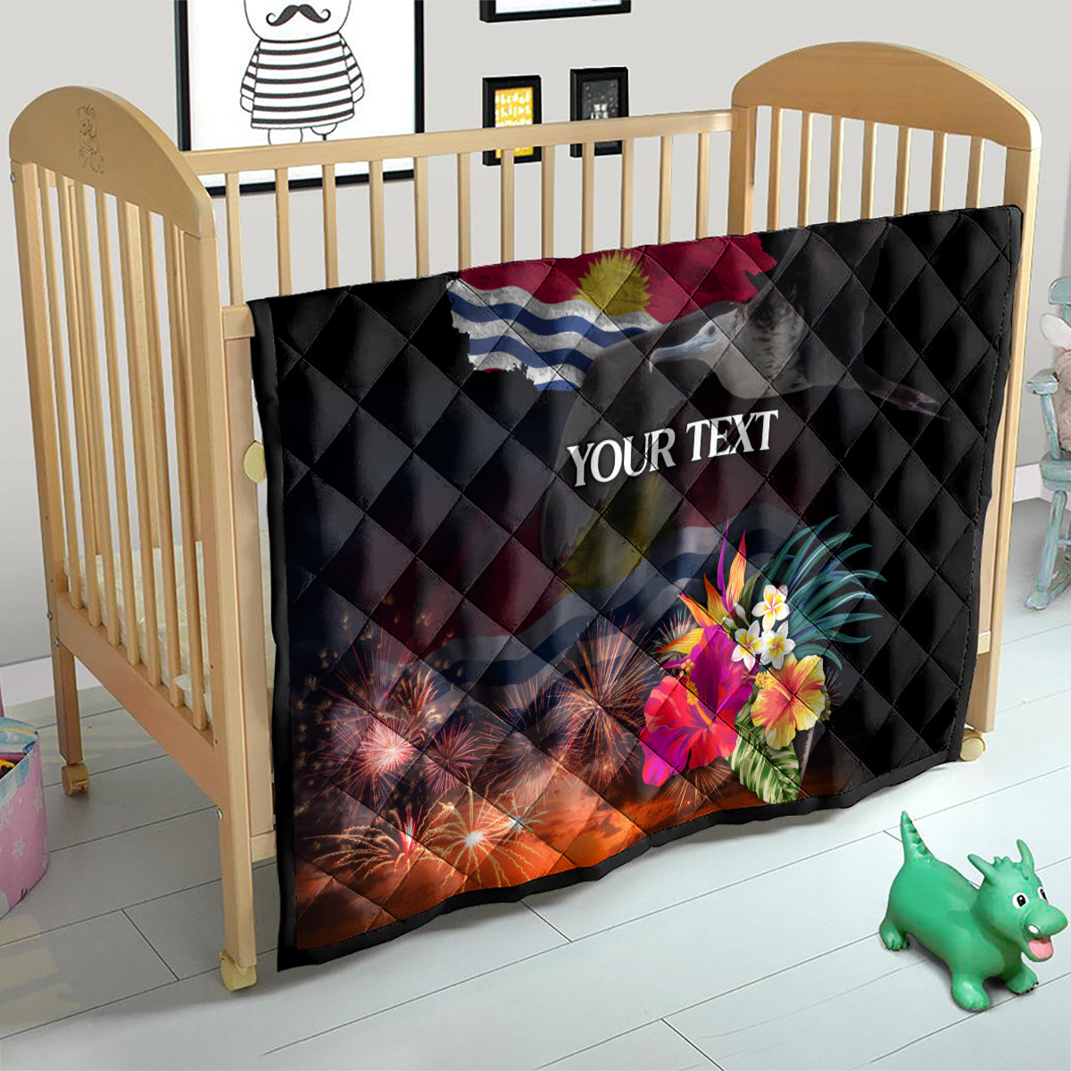 Personalised Kiribati Independence Day Quilt Frigatebird and Plumeria Hibiscus Flower LT03 - Polynesian Pride