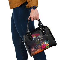 Personalised Kiribati Independence Day Shoulder Handbag Frigatebird and Plumeria Hibiscus Flower LT03 - Polynesian Pride