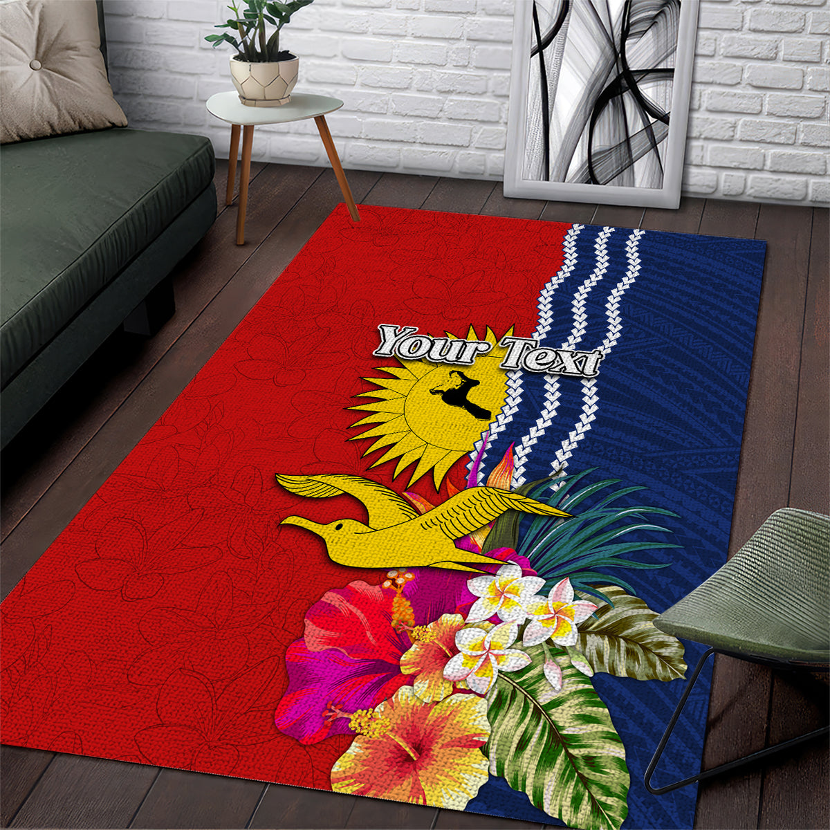 Personalised Kiribati Independence Day Area Rug Kiribati Map With Flag Color LT03 Red - Polynesian Pride