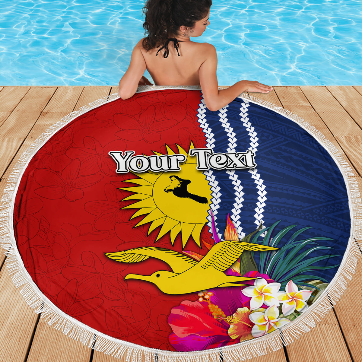 Personalised Kiribati Independence Day Beach Blanket Kiribati Map With Flag Color LT03 - Polynesian Pride