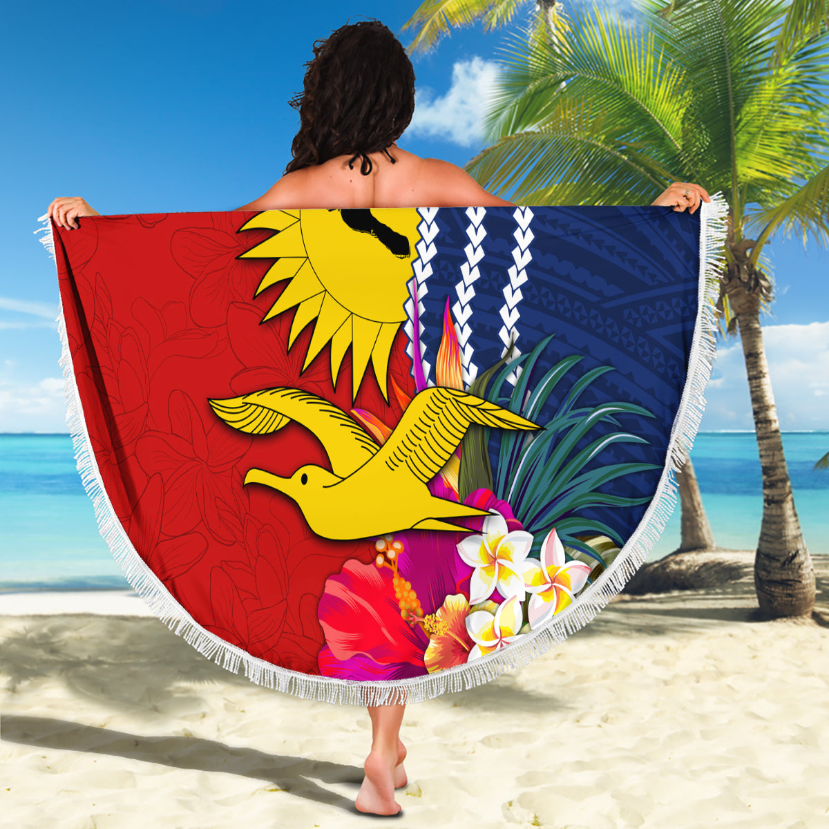 Personalised Kiribati Independence Day Beach Blanket Kiribati Map With Flag Color LT03 - Polynesian Pride