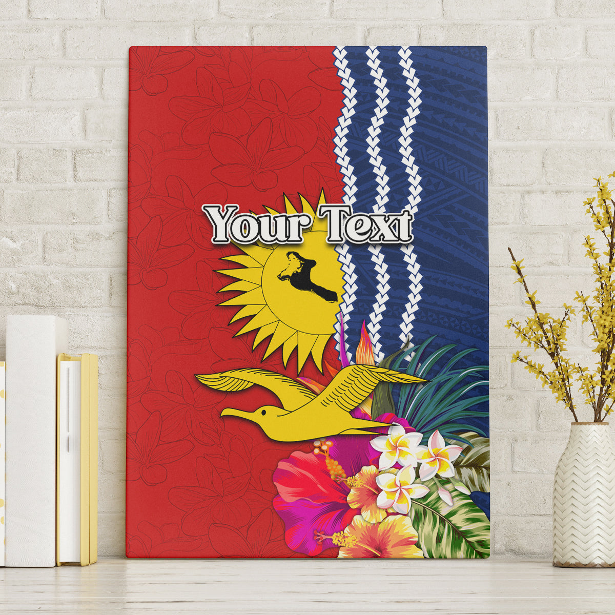 Personalised Kiribati Independence Day Canvas Wall Art Kiribati Map With Flag Color LT03 Without Frame Red - Polynesian Pride