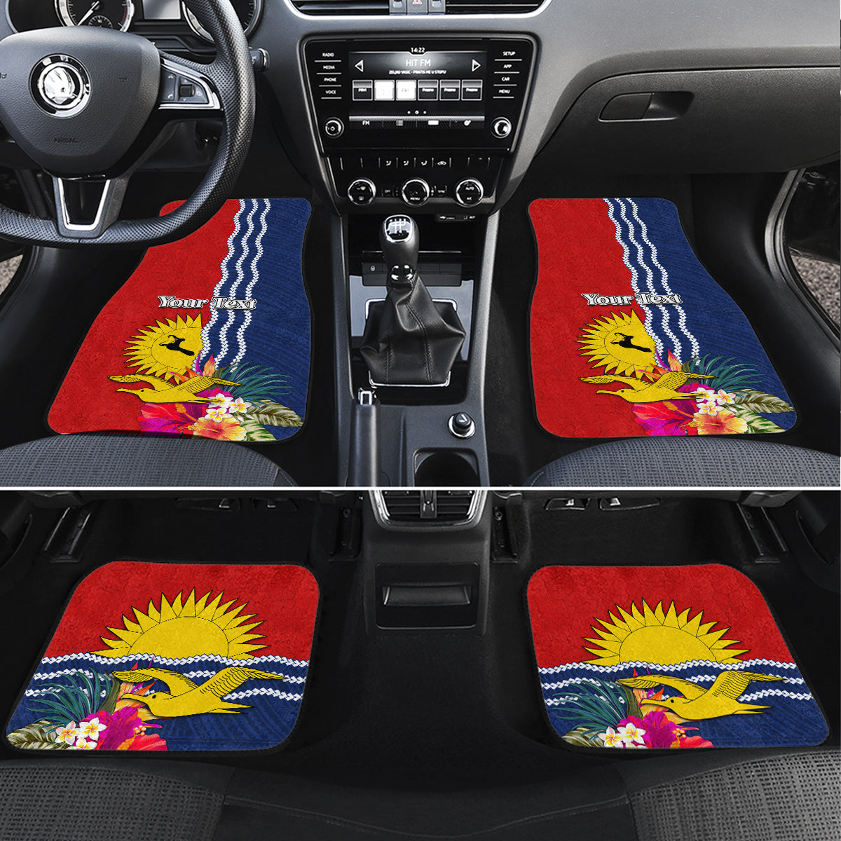 Personalised Kiribati Independence Day Car Mats Kiribati Map With Flag Color LT03 Set 4pcs Red - Polynesian Pride