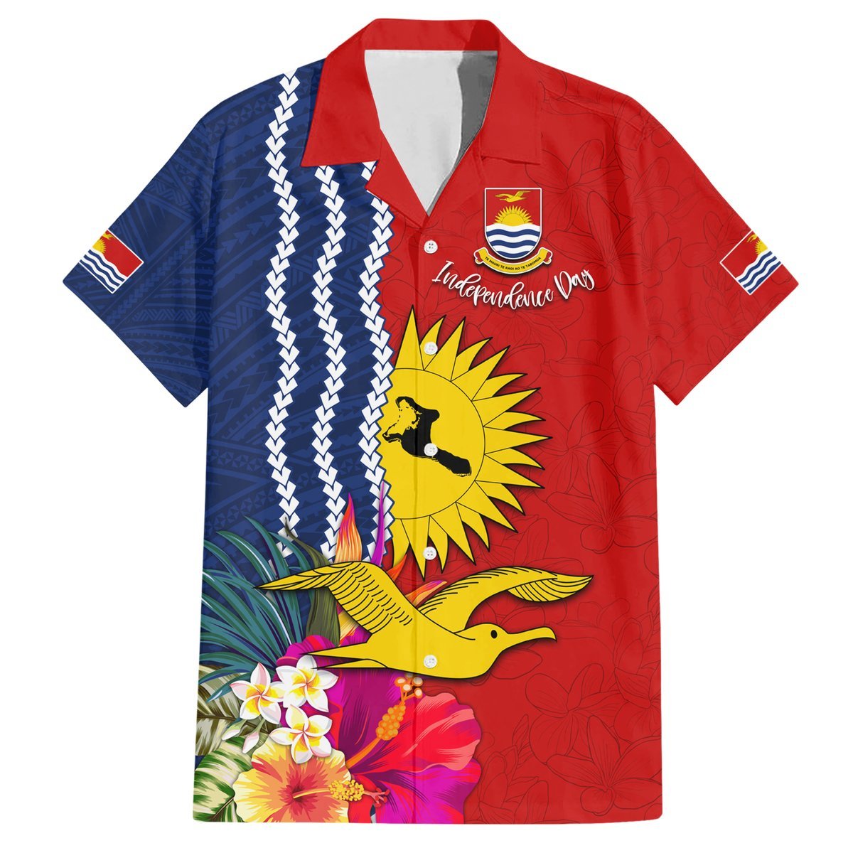 Personalised Kiribati Independence Day Hawaiian Shirt Kiribati Map With Flag Color LT03 Red - Polynesian Pride