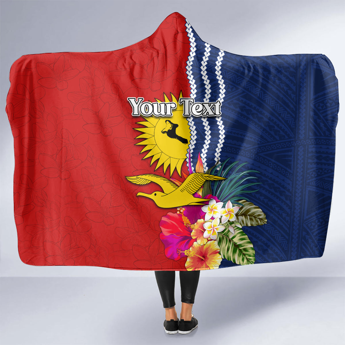 Personalised Kiribati Independence Day Hooded Blanket Kiribati Map With Flag Color LT03 - Polynesian Pride