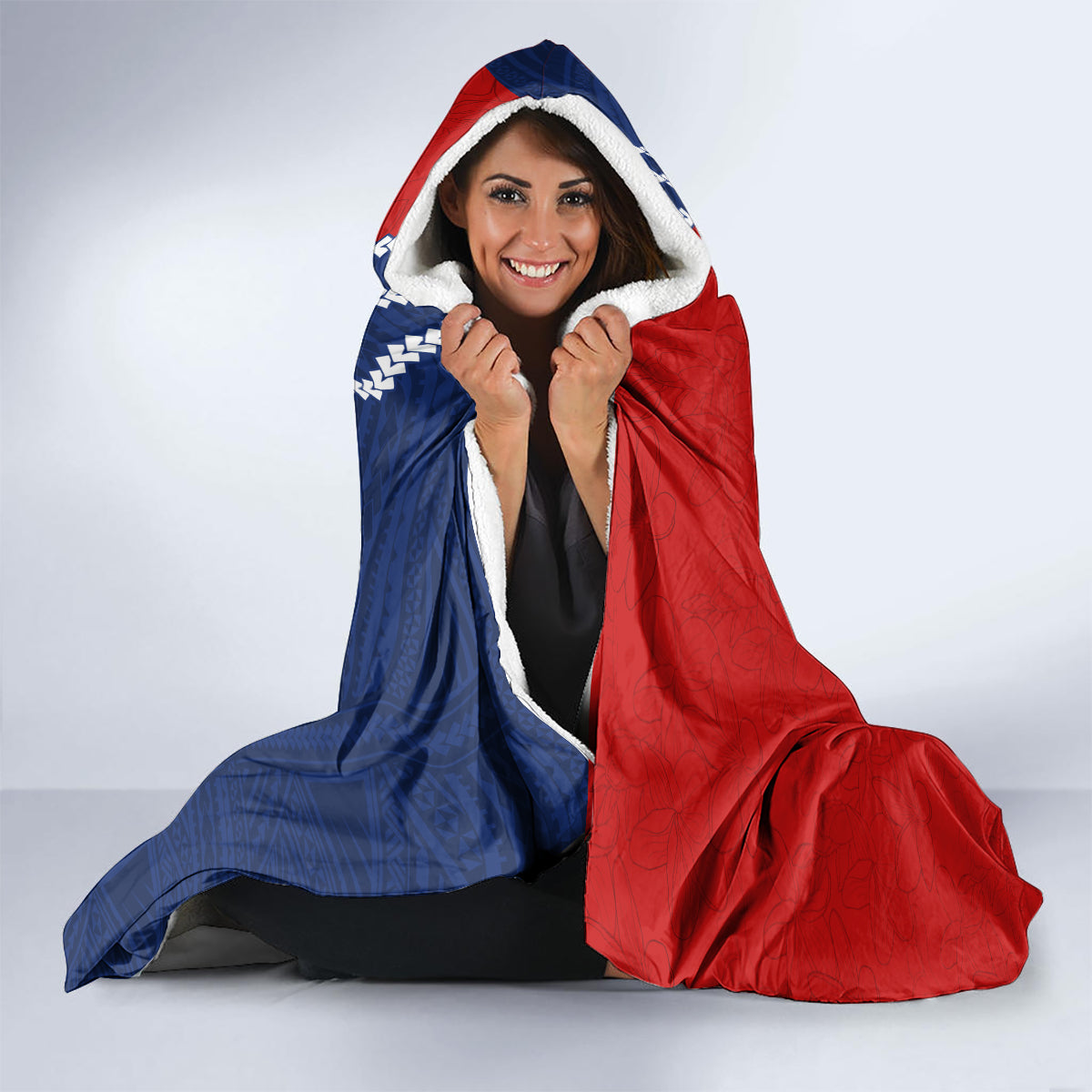 Personalised Kiribati Independence Day Hooded Blanket Kiribati Map With Flag Color LT03 - Polynesian Pride