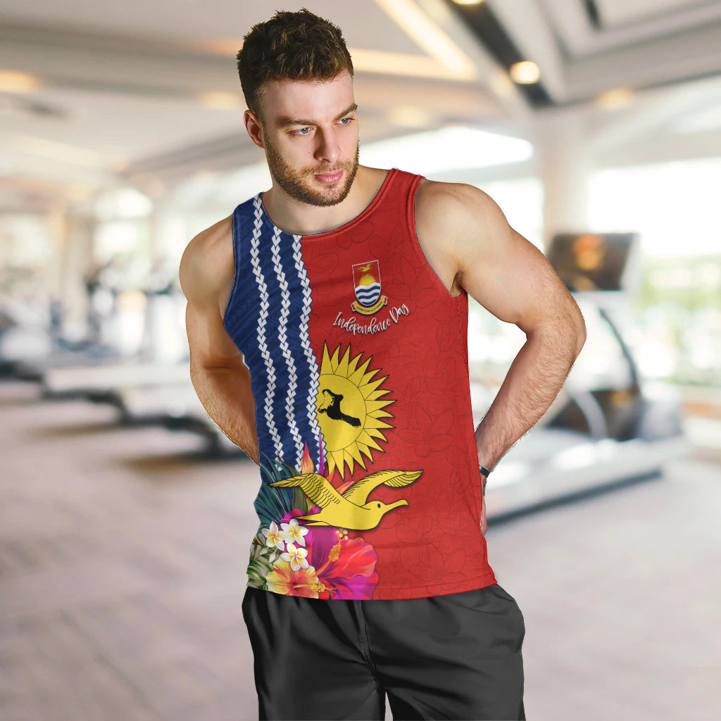 Personalised Kiribati Independence Day Men Tank Top Kiribati Map With Flag Color LT03 Red - Polynesian Pride