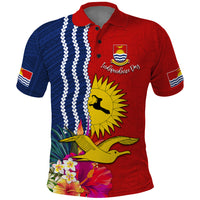 Personalised Kiribati Independence Day Polo Shirt Kiribati Map With Flag Color LT03 Red - Polynesian Pride