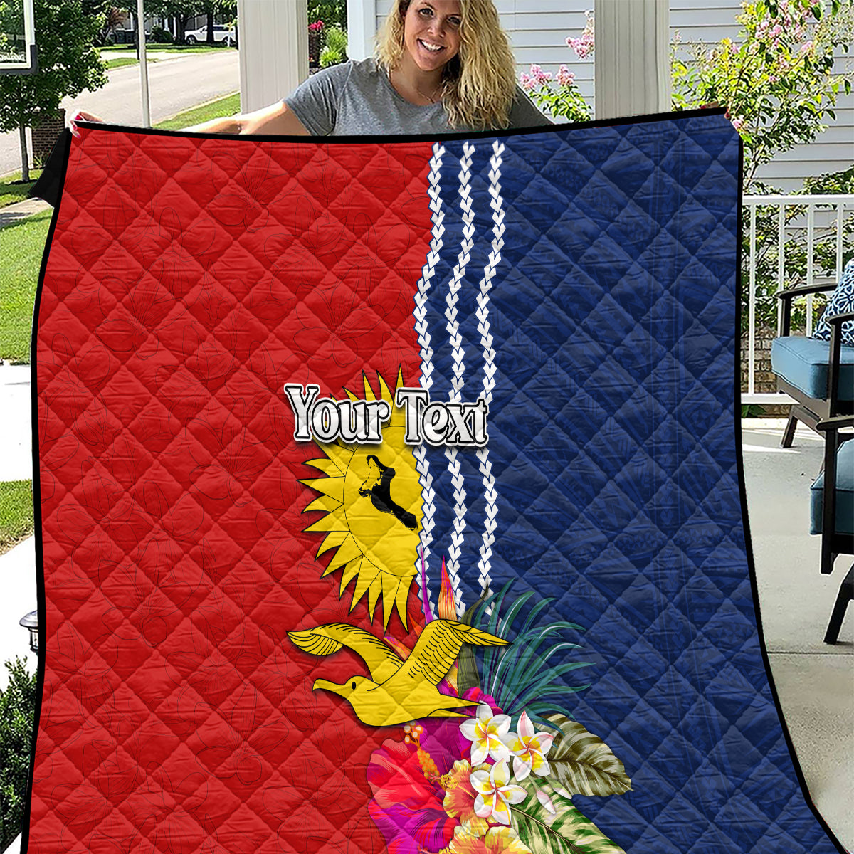 Personalised Kiribati Independence Day Quilt Kiribati Map With Flag Color LT03 Red - Polynesian Pride