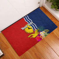 Personalised Kiribati Independence Day Rubber Doormat Kiribati Map With Flag Color LT03 Red - Polynesian Pride