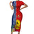 Kiribati Independence Day Short Sleeve Bodycon Dress Kiribati Map With Flag Color