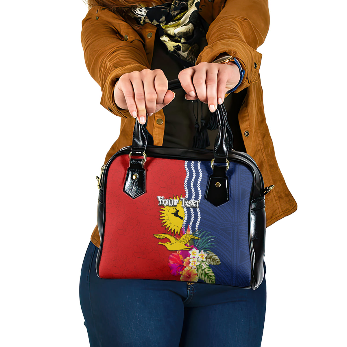 Personalised Kiribati Independence Day Shoulder Handbag Kiribati Map With Flag Color LT03 One Size Red - Polynesian Pride