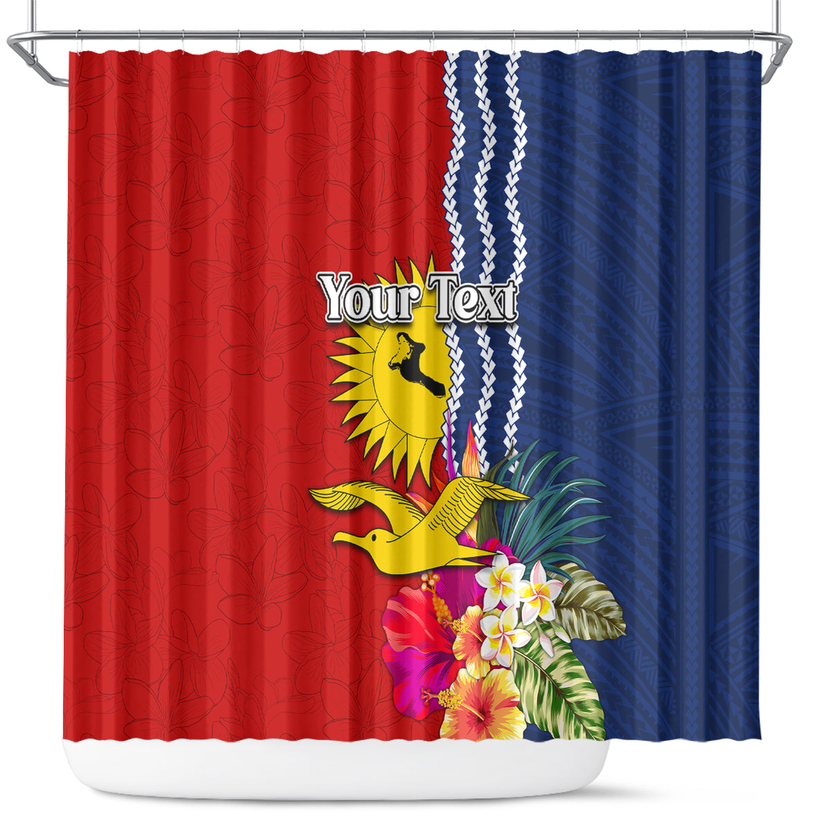 Personalised Kiribati Independence Day Shower Curtain Kiribati Map With Flag Color LT03 Red - Polynesian Pride