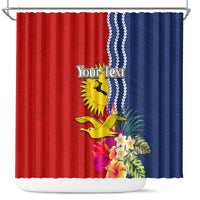 Personalised Kiribati Independence Day Shower Curtain Kiribati Map With Flag Color LT03 Red - Polynesian Pride