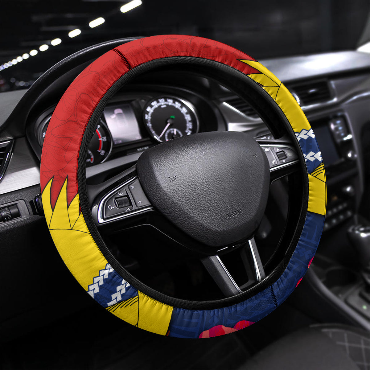 Kiribati Independence Day Steering Wheel Cover Kiribati Map With Flag Color