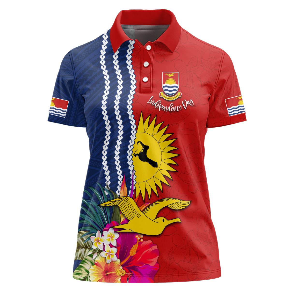 Personalised Kiribati Independence Day Women Polo Shirt Kiribati Map With Flag Color LT03 Female Red - Polynesian Pride