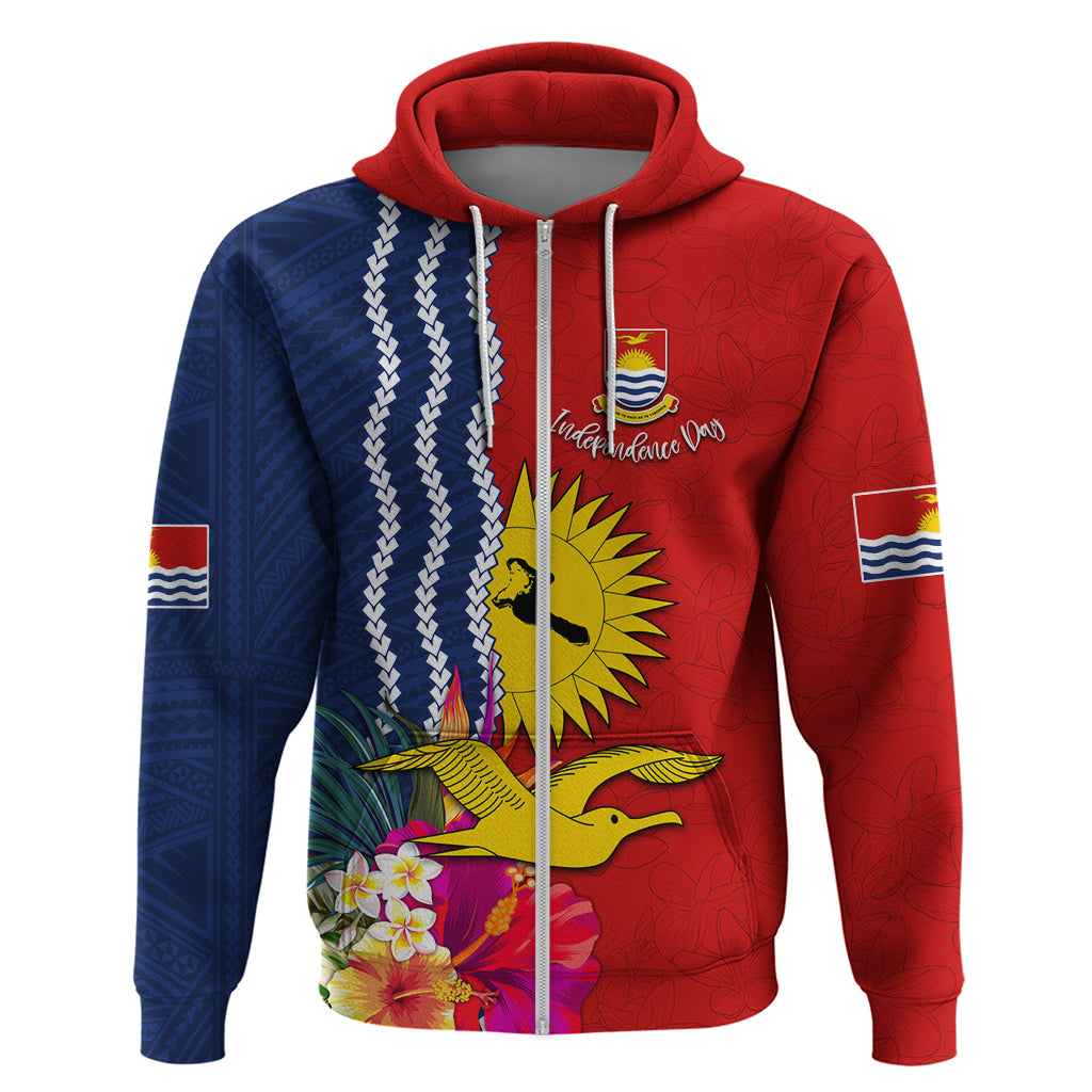 Personalised Kiribati Independence Day Zip Hoodie Kiribati Map With Flag Color LT03 Zip Hoodie Red - Polynesian Pride