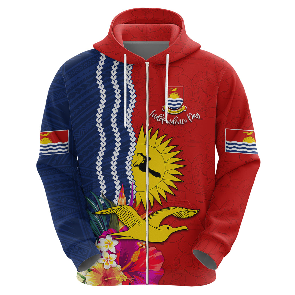Personalised Kiribati Independence Day Zip Hoodie Kiribati Map With Flag Color LT03 - Polynesian Pride