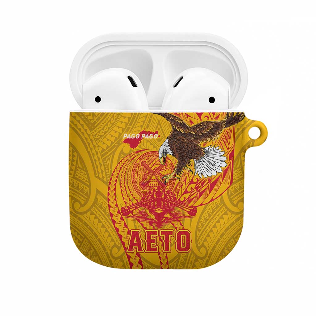 American Samoa Fautasi Race AirPods Case Aeto Pago Pago with Eagle Samoan Tribal Patterns LT03 Multicolor - Polynesian Pride