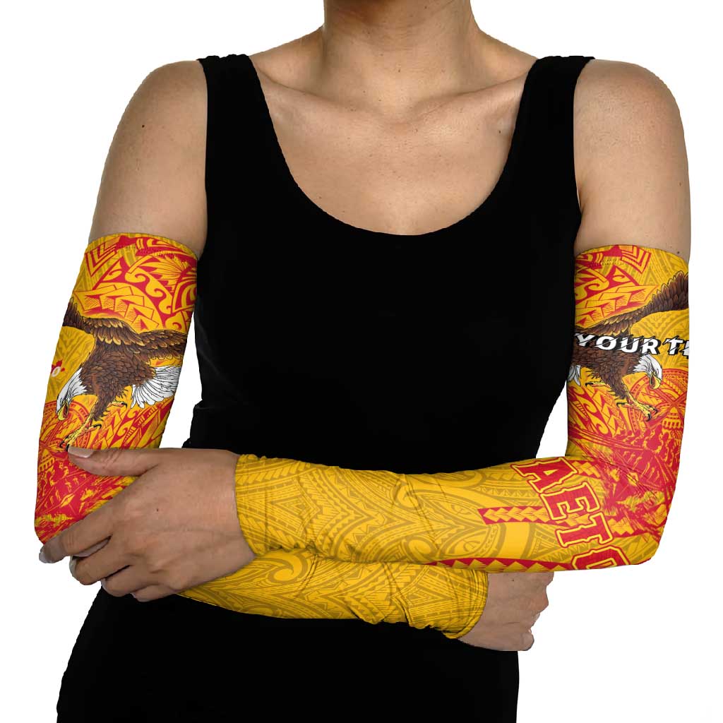 Personalized American Samoa Fautasi Race Arm Sleeves Aeto Pago Pago with Eagle Samoan Tribal Patterns LT03 - Polynesian Pride
