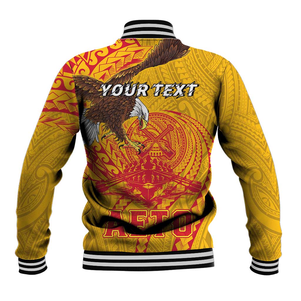 Personalized American Samoa Fautasi Race Baseball Jacket Aeto Pago Pago with Eagle Samoan Tribal Patterns LT03 - Polynesian Pride