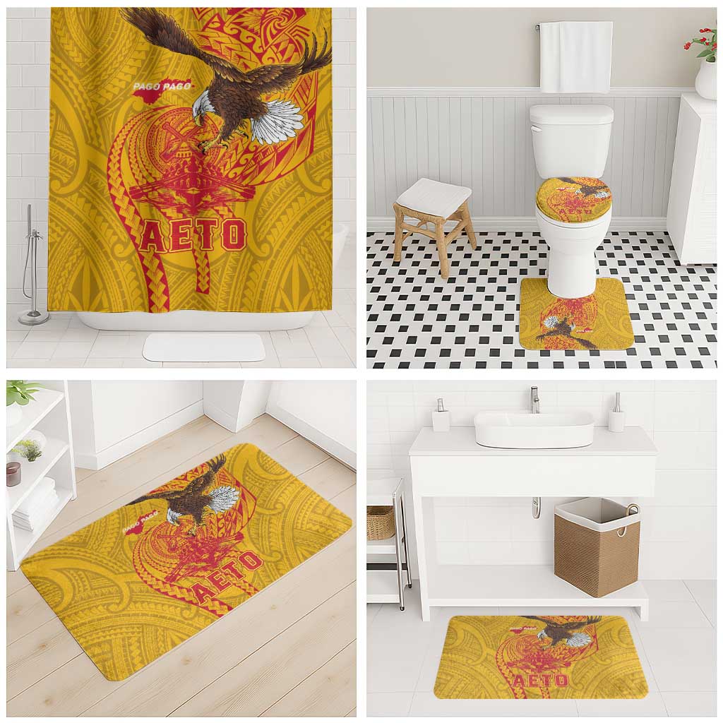 American Samoa Fautasi Race Bathroom Set Aeto Pago Pago with Eagle Samoan Tribal Patterns LT03 - Polynesian Pride