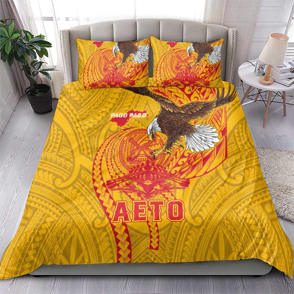 American Samoa Fautasi Race Bedding Set Aeto Pago Pago with Eagle Samoan Tribal Patterns LT03 - Polynesian Pride
