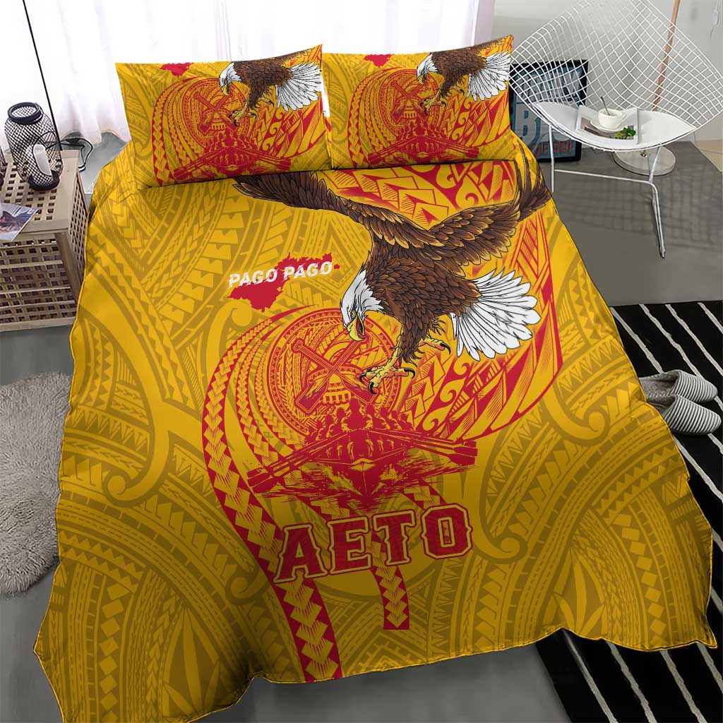 American Samoa Fautasi Race Bedding Set Aeto Pago Pago with Eagle Samoan Tribal Patterns LT03 - Polynesian Pride