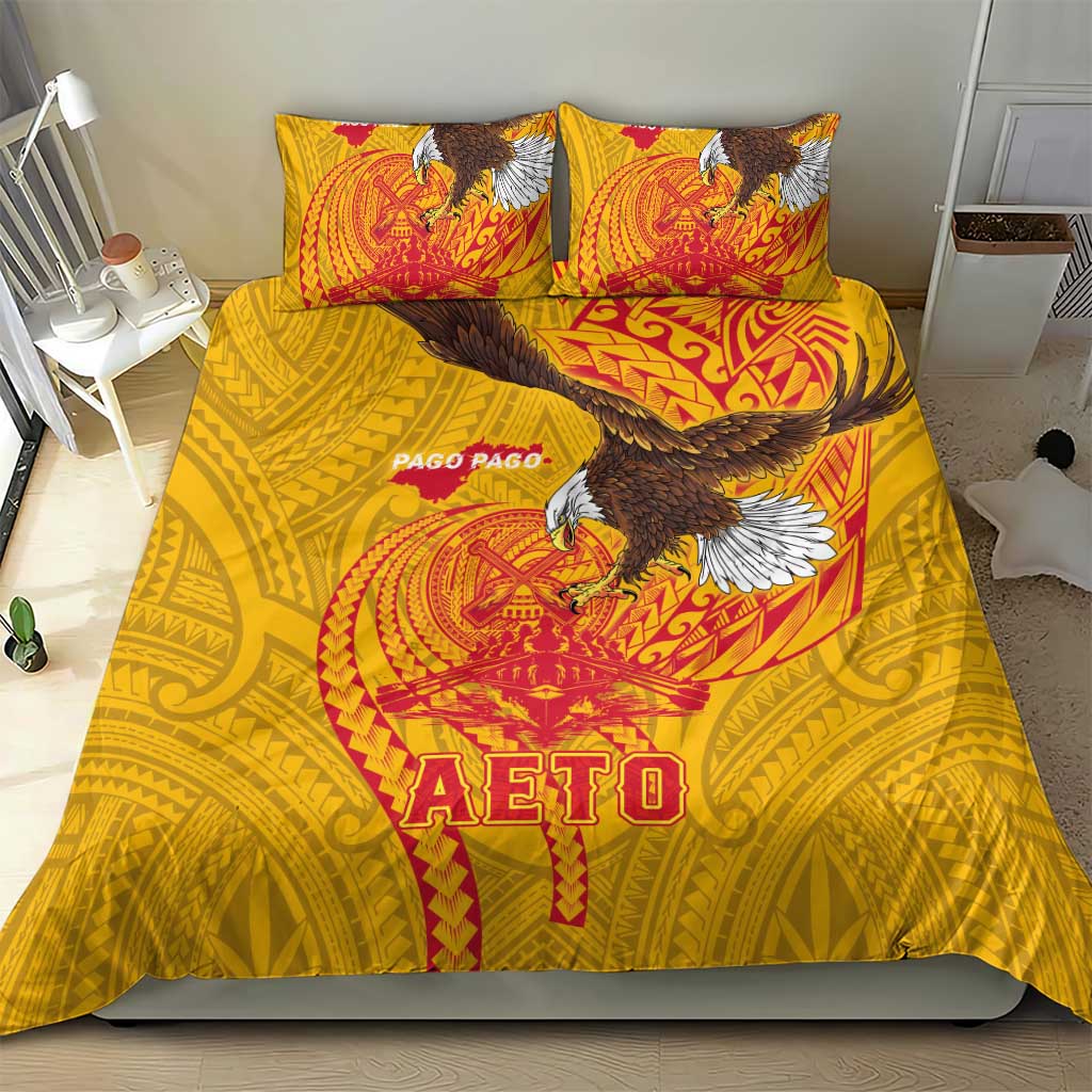 American Samoa Fautasi Race Bedding Set Aeto Pago Pago with Eagle Samoan Tribal Patterns LT03 - Polynesian Pride
