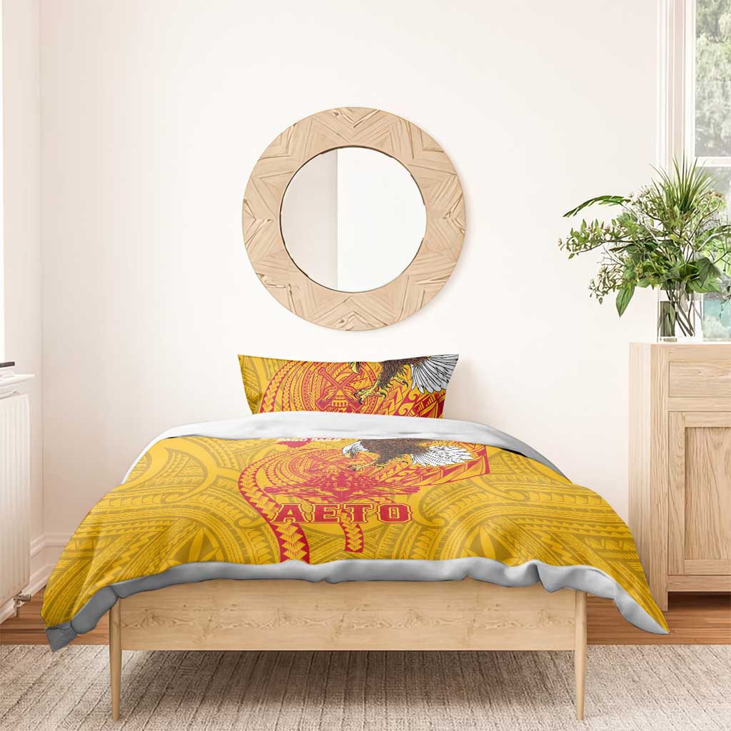 American Samoa Fautasi Race Bedding Set Aeto Pago Pago with Eagle Samoan Tribal Patterns LT03 - Polynesian Pride