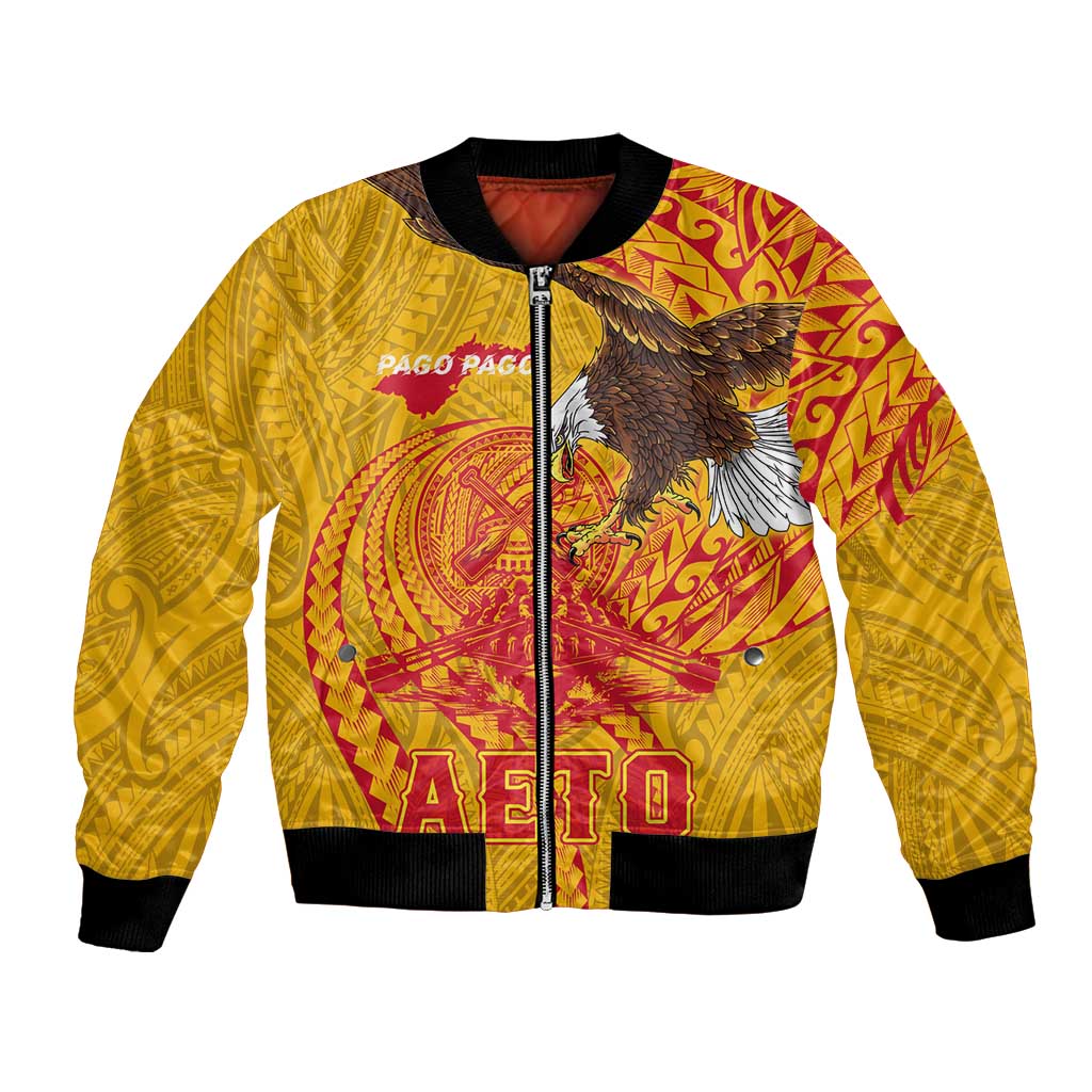 Personalized American Samoa Fautasi Race Bomber Jacket Aeto Pago Pago with Eagle Samoan Tribal Patterns LT03 Unisex Multicolor - Polynesian Pride