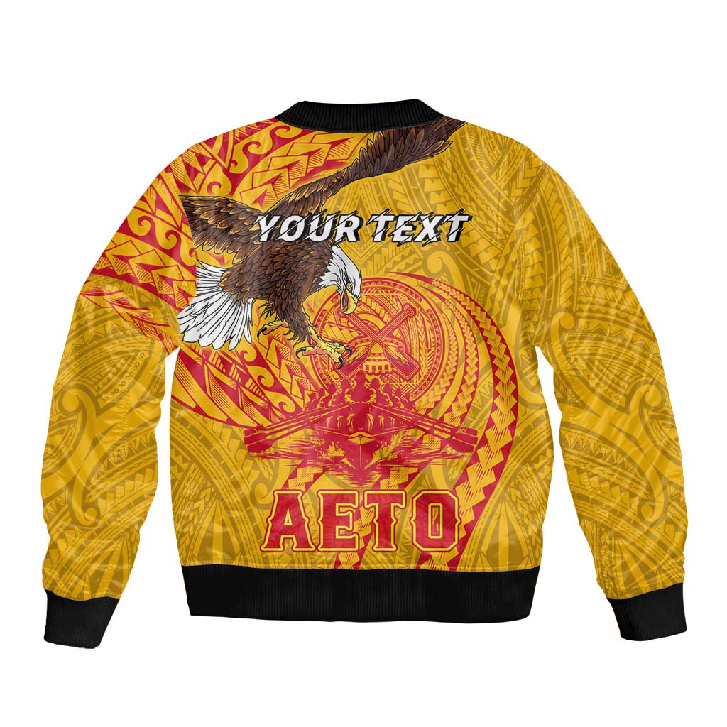 Personalized American Samoa Fautasi Race Bomber Jacket Aeto Pago Pago with Eagle Samoan Tribal Patterns LT03 - Polynesian Pride