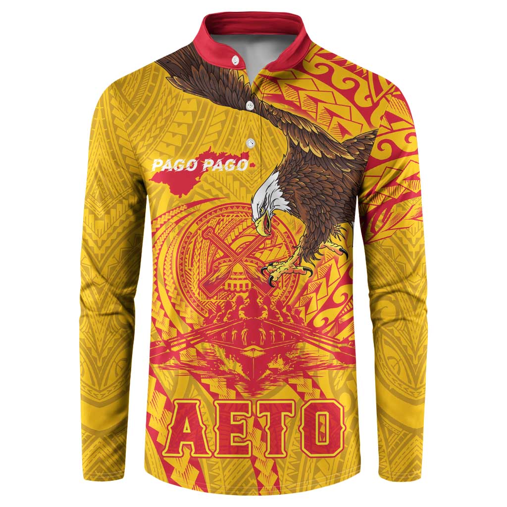 Personalized American Samoa Fautasi Race Button Sweatshirt Aeto Pago Pago with Eagle Samoan Tribal Patterns LT03 Multicolor - Polynesian Pride